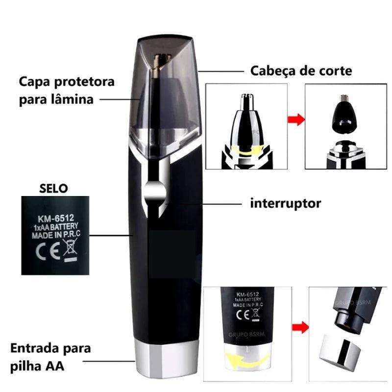 Máquina Aparadora Profissional | Remove Pelos do Nariz e Ouvido Prático Fácil | Saúde Higiene Beleza Uso Pessoal Kemei-Km-6512 - Leão Shop