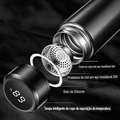 Garrafa Térmica 500ml Com Led Temperatura Inox Agua Café Display Digital - Leão Shop