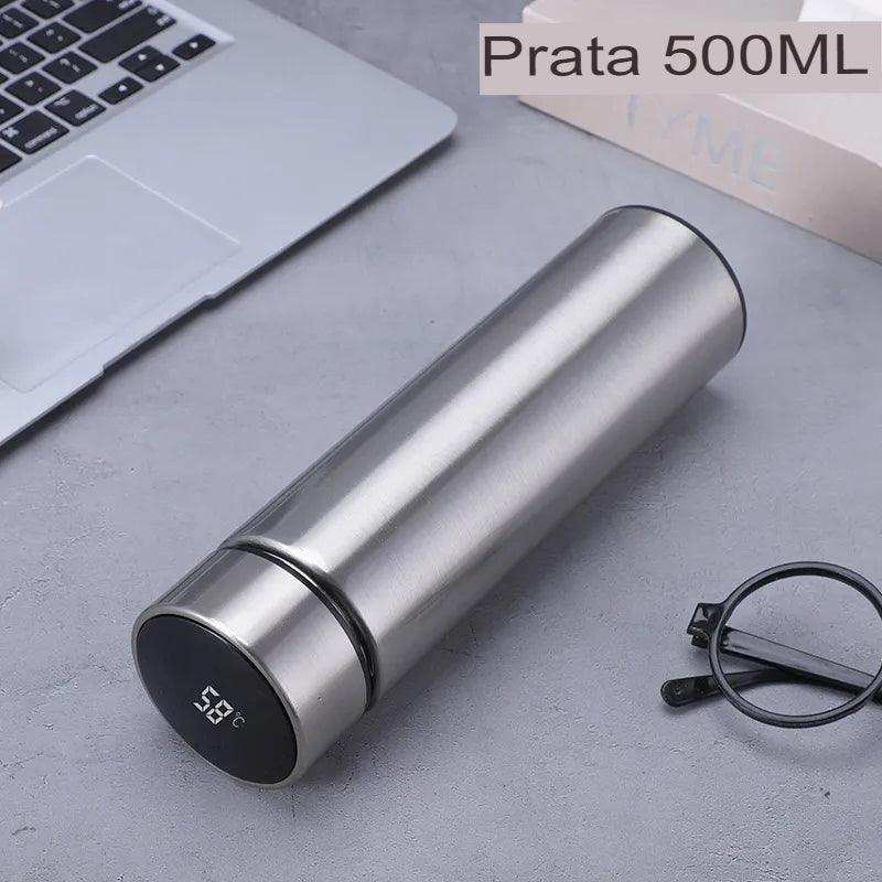 Garrafa Térmica 500ml Com Led Temperatura Inox Agua Café Display Digital - Leão Shop